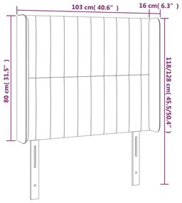 vidaXL Κεφαλάρι Κρεβατιού LED Κρεμ 103x16x118/128 εκ. Υφασμάτινο