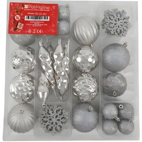 Σετ πλαστικά στολίδια Azure Silver 50 τεμάχια