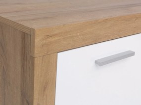 Σετ επίπλων Boston AK111, Γυαλιστερό λευκό, Riviera δρυς, Πλαστικοποιημένη μοριοσανίδα, Πόρτες ντουλάπας: Με μεντεσέδες, 90x200, Μονόκλινο