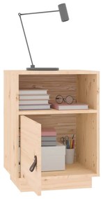 vidaXL Κομοδίνο Λευκό 40 x 34 x 55 εκ. από Μασίφ Ξύλο Πεύκου
