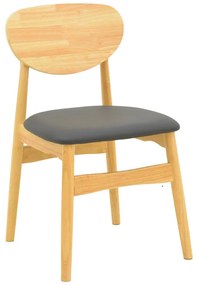 Καρέκλα Cardith pakoworld rubberwood-plywood σε φυσική απόχρωση-pu μαύρο 48x51x78εκ