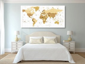 Εικόνα σε έναν παγκόσμιο χάρτη από φελλό μπεζ σε ανοιχτόχρωμο φόντο - 120x60  peg