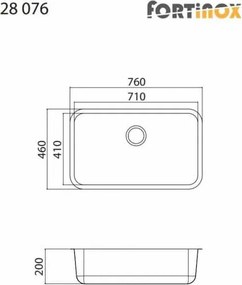 Fortinox Valley 28076 (76x46) - Νεροχύτης κουζίνας υποκαθήμενος