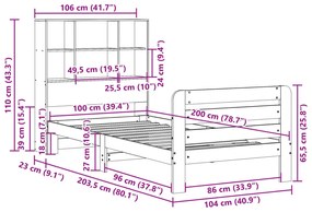 Σκελετός Κρεβ. Χωρίς Στρώμα Καφέ Κεριού 100x200 εκ Μασίφ Πεύκο - Καφέ
