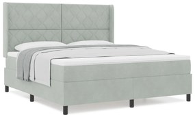 vidaXL Κρεβάτι με ελατήρια Ανοιχτό γκρι 180 x 200 cm Βελούδο