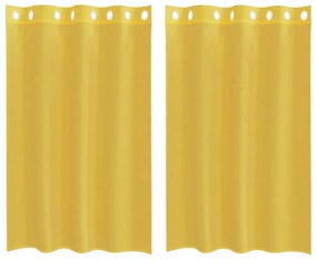 vidaXL Voile κουρτίνες με ροδέλες 2 τεμάχια Κίτρινο