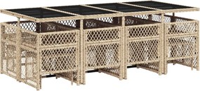 vidaXL Σετ Τραπεζαρίας Κήπου 13 τεμ. Μπεζ Συνθ. Ρατάν με Μαξιλάρια