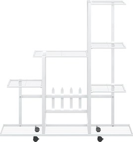 vidaXL Ανθοστήλη με Ρόδες Λευκή 94,5 x 25 x 92,5 εκ. Μεταλλική