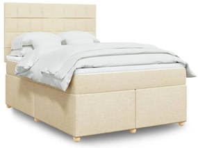 vidaXL Κρεβάτι Boxspring με Στρώμα Κρεμ 160x200 εκ. Υφασμάτινο