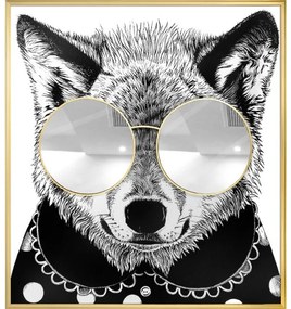 Πίνακας Racoon Thug Life με ασημί καθρέφτη MDF/Καμβάς 118x130 εκ. 3710-5 Supergreens-3710-5-Ασημί 3710-5