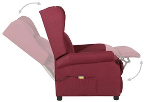 vidaXL Πολυθρόνα Μασάζ Μπορντό Υφασμάτινη
