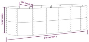 vidaXL Ζαρντινιέρα Ανθρακί 249x100x68εκ Γαλβανισμένος χάλυβας