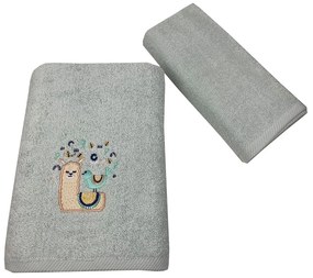 Πετσέτες Παιδικές Lama (Σετ 2τμχ) Grey Astron Towels Set 65x135cm 100% Βαμβάκι