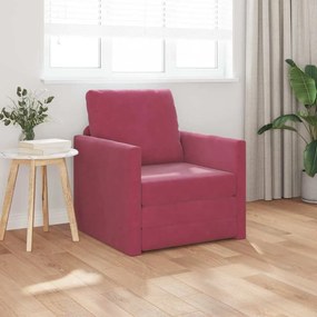 vidaXL Καναπές-κρεβάτι με μαξιλάρι Μπορντό 74 x 77 x 81 εκ. Βελούδο