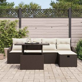 vidaXL Σετ Καναπέ Κήπου Ρυθμιζόμενο ύψος 6 pcs Καφέ συνθετικό ρατάν