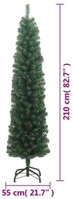 vidaXL Χριστουγεν. Δέντρο Slim Τεχνητό με Βάση Πράσινο 210 εκ.