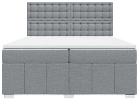 vidaXL Κρεβάτι Boxspring με Στρώμα Ανοιχτό Γκρι 200x200 εκ. Υφασμάτινο