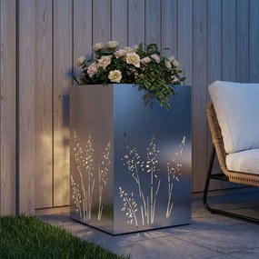 vidaXL Γλάστρα Κήπου Ασημί 50 x 50 x 75 cm Γαλβανισμένος Χάλυβας