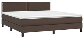 Κρεβάτι Boxspring με Στρώμα Καφέ 180x200 εκ. Συνθετικό Δέρμα - Καφέ