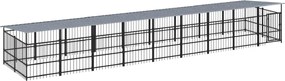vidaXL Υπαίθριο Κλουβί Σκύλων με Οροφή από Χάλυβα 16,89 μ²