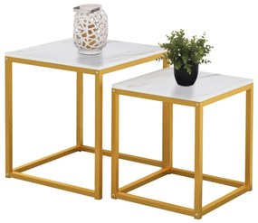 SIDE TABLES GRELAY SET 2PCS MDF &amp; METAL 45Χ45Χ50Hcm.