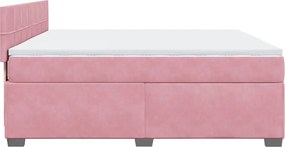 vidaXL Κρεβάτι Boxspring με Στρώμα Ροζ 180x200 εκ. Βελούδινο