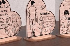 Intra απο ξύλο plywood 3mm-4mm πάχος - Πινακίδα καρδιάς για την ημέρα του πατέρα  – Dad &amp; Chil Δίασταση 20x20 cm INTRAFABR-121572916