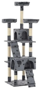 vidaXL Γατόδεντρο Τύπωμα Πατούσας Γκρι 170 εκ. με Στύλους από Σιζάλ