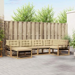 vidaXL Σειρά Καναπέ Εξωτερικού με μαξιλάρι 6 pcs Λευκό και Μπεζ