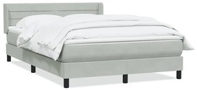 Κρεβάτι Boxspring με Στρώμα Ανοιχτό Γκρι 140x210 εκ. Βελούδινο - Γκρι