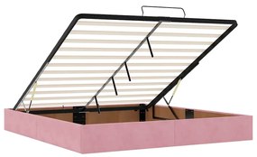Οθωμανικό κρεβάτι με στρώματα &amp; LEDs Ροζ 160x200cm Velvet 3314479