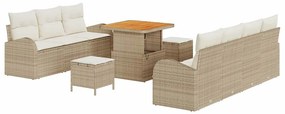 vidaXL Σετ Καναπέ Κήπου με μαξιλάρι 10 pcs Μπεζ Πολυ ράταν