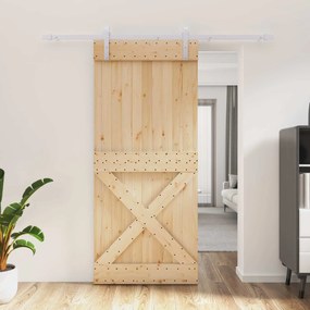 vidaXL Συρόμενη Πόρτα Φυσικό και Λευκό 90 x 210 cm
