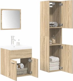 vidaXL Σετ Επίπλων Μπάνιου 4 Τεμαχίων Sonoma Δρυς Επεξεργασμένο Ξύλο