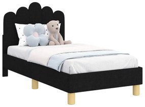 vidaXL Κρεβατική βάση για παιδιά με προσκέφαλο Μαύρο 70 x 140 cm