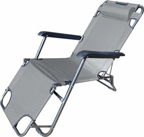 Heinner DSZG001 Ξαπλώστρα-Πολυθρόνα Παραλίας Γκρι 153x60x79εκ.