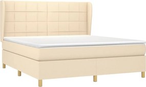vidaXL Κρεβάτι Boxspring με Στρώμα Κρεμ 180x200 εκ. Υφασμάτινο
