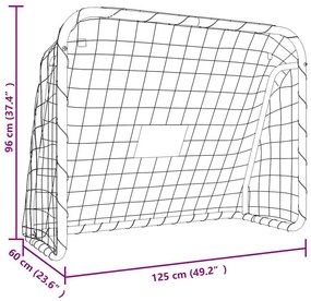 vidaXL Τέρμα Ποδοσφαίρου με Δίχτυ Λευκό 125x96x60εκ Ατσάλι/Πολυεστέρας