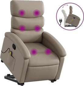 vidaXL Πολυθρόνα Μασάζ Ανακλινόμενη με Ανύψωση Καπουτσίνο Συνθ. Δέρμα