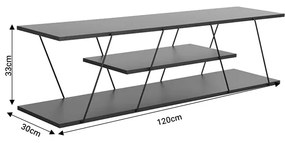 Tραπέζι σαλονιού Tars pakoworld γκρι-μαύρο 120x30x33εκ