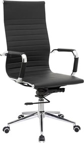 BF3300 Πολυθρόνα Γραφείου Διευθυντή, Μέταλλο Βάση Χρώμιο PU Μαύρο   1τμχ
