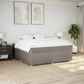 vidaXL Κρεβάτι Boxspring με Στρώμα Taupe 200x200 εκ. Υφασμάτινο