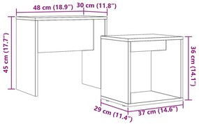 Τραπεζάκια Ζιγκόν 2 τεμ. Παλαιό Ξύλο από Επεξεργασμένο Ξύλο - Καφέ