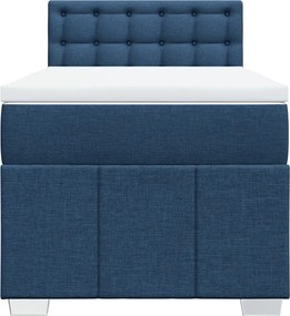 vidaXL Κρεβάτι Boxspring με Στρώμα Μπλε 100 x 200 εκ. Υφασμάτινο