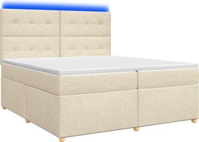 vidaXL Κρεβάτι box spring με στρώμα Κρεμ 200 x 200 cm Ύφασμα