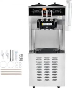 VEVOR Commercial Soft Serve Ice Cream Machine 34-44 L/H Yield 3-Flavor LED Panel