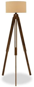 Floor lamp PWL-0112 E27 wood walnut  - ecru hat D40x62x155,5εcm 40x62x155.5 εκ.