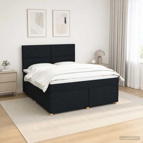 vidaXL Κρεβάτι box spring με στρώμα Μαύρο 140 x 190 cm Ύφασμα