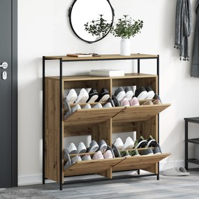vidaXL Ντουλάπα Παπουτσιών  με 4 ανακλινόμενα συρτάρια Artisan Oak 100x34x112 εκ.