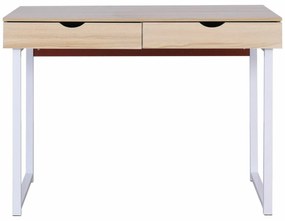 Τραπέζι γραφείου Mesa 126, Με συρτάρια, Αριθμός συρταριών: 2, 75x100x48cm, Σφένδαμος, Άσπρο | Epipla1.gr